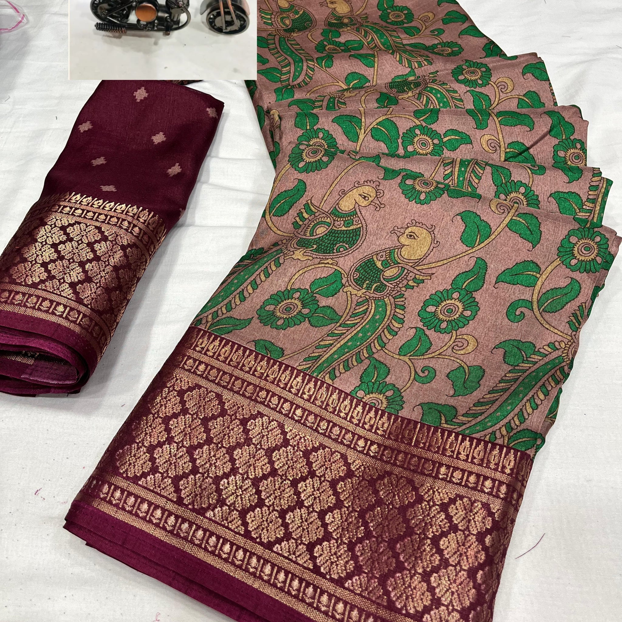 Beautiful Designer Special Kalamkari Dola Silk Saree