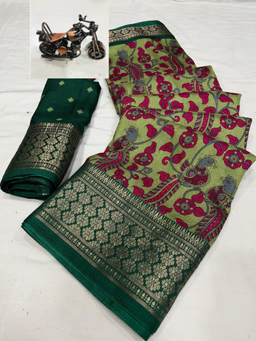 Beautiful Designer Special Kalamkari Dola Silk Saree