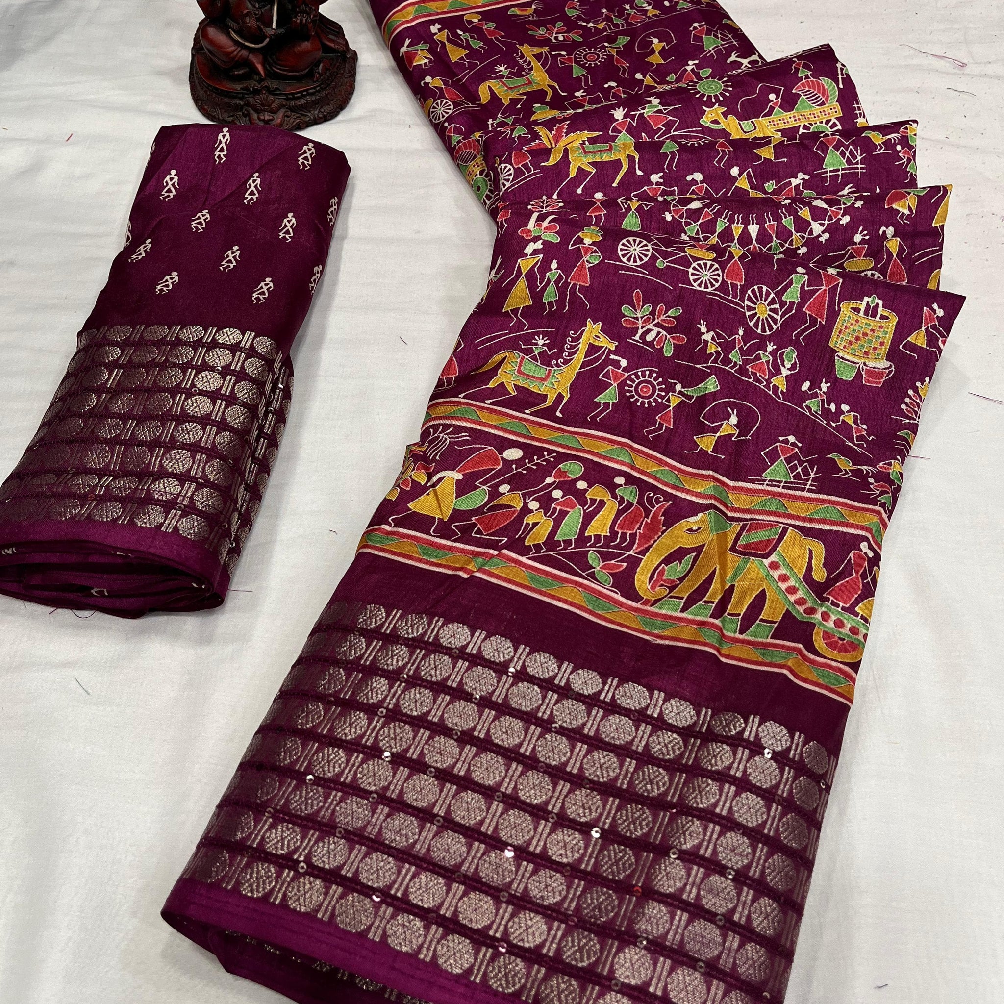 Beautiful Designer Special Kalamkari Dola Silk Saree