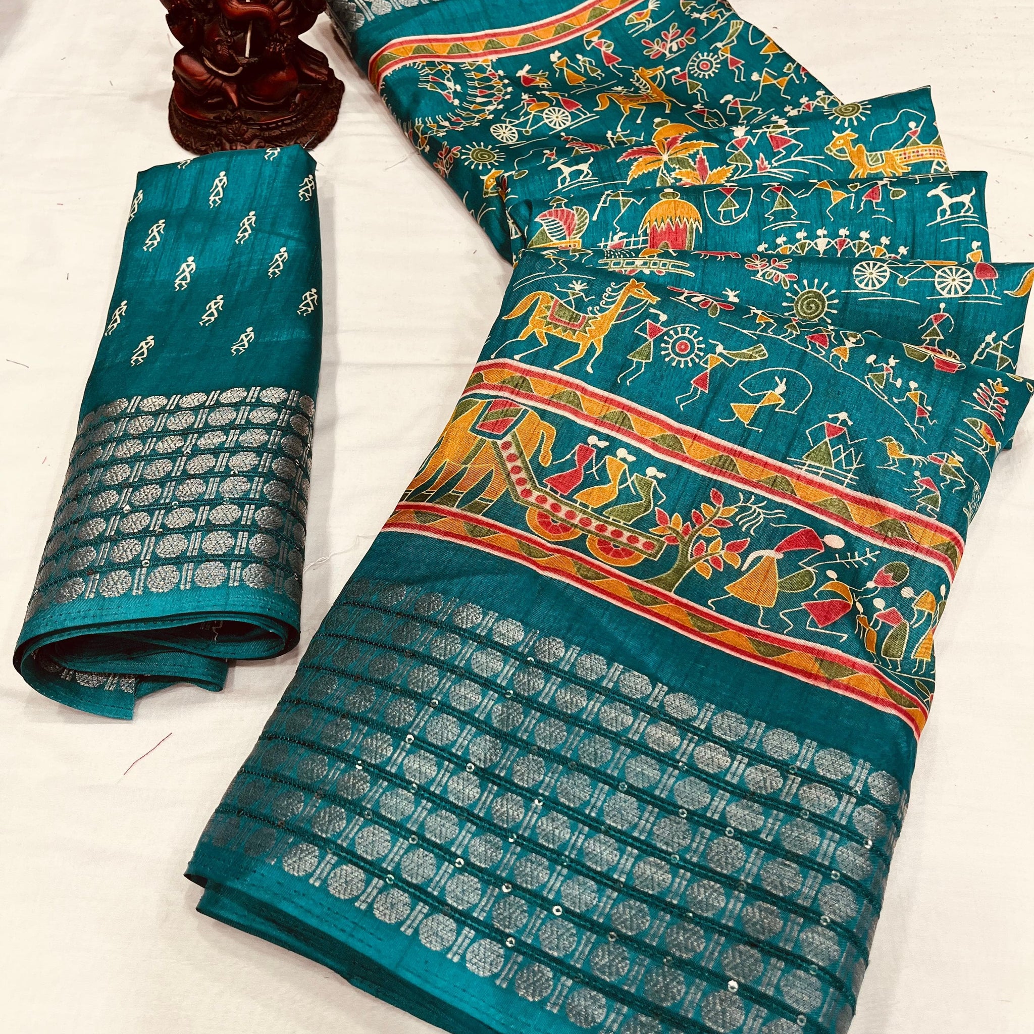 Beautiful Designer Special Kalamkari Dola Silk Saree