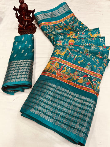 Beautiful Designer Special Kalamkari Dola Silk Saree