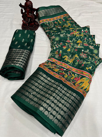 Beautiful Designer Special Kalamkari Dola Silk Saree