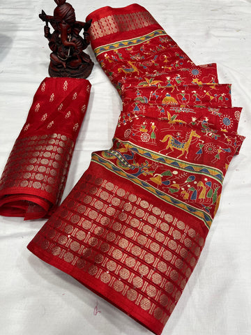 Beautiful Designer Special Kalamkari Dola Silk Saree