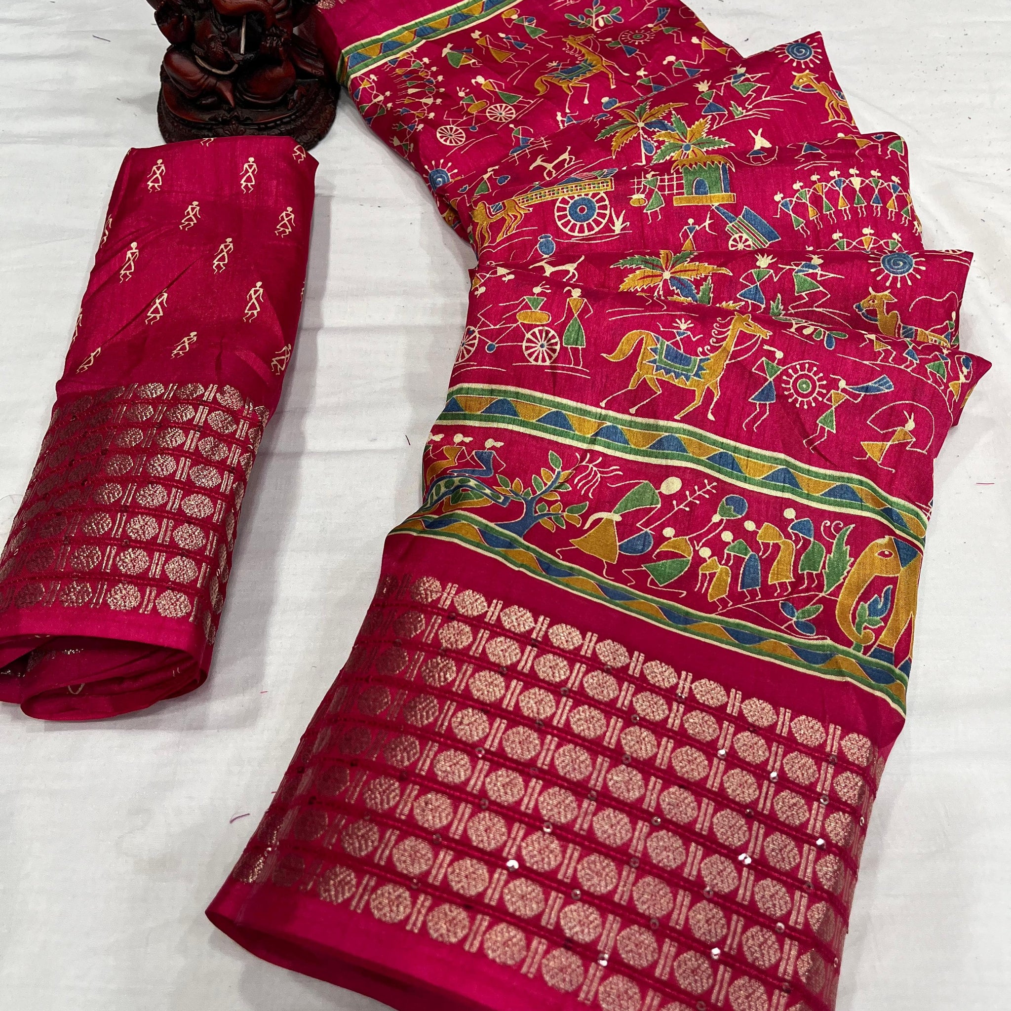 Beautiful Designer Special Kalamkari Dola Silk Saree