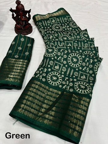 Beautiful Designer Special Kalamkari Dola Silk Saree