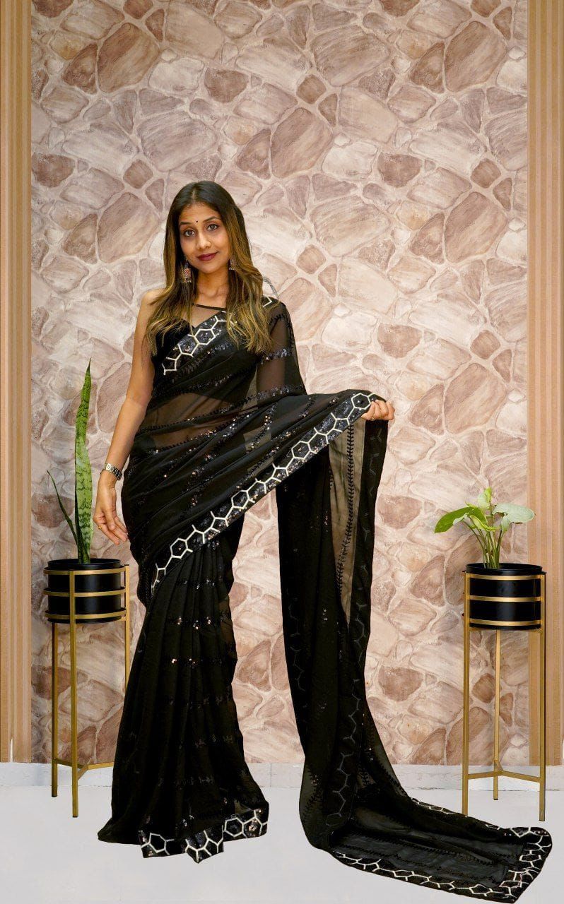 Beautiful Designer Georgette Sequence Saree