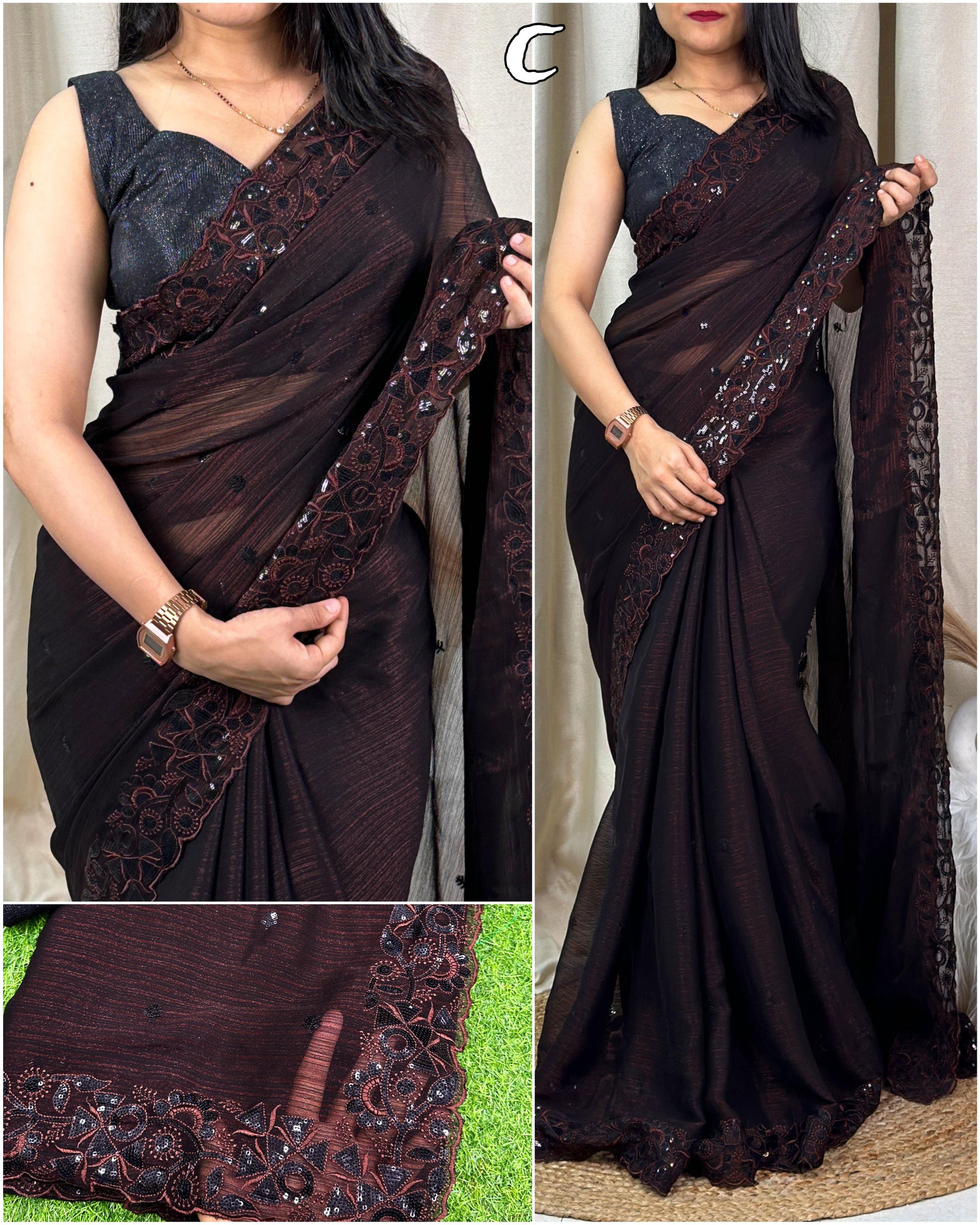 Georgette Sequins Saree