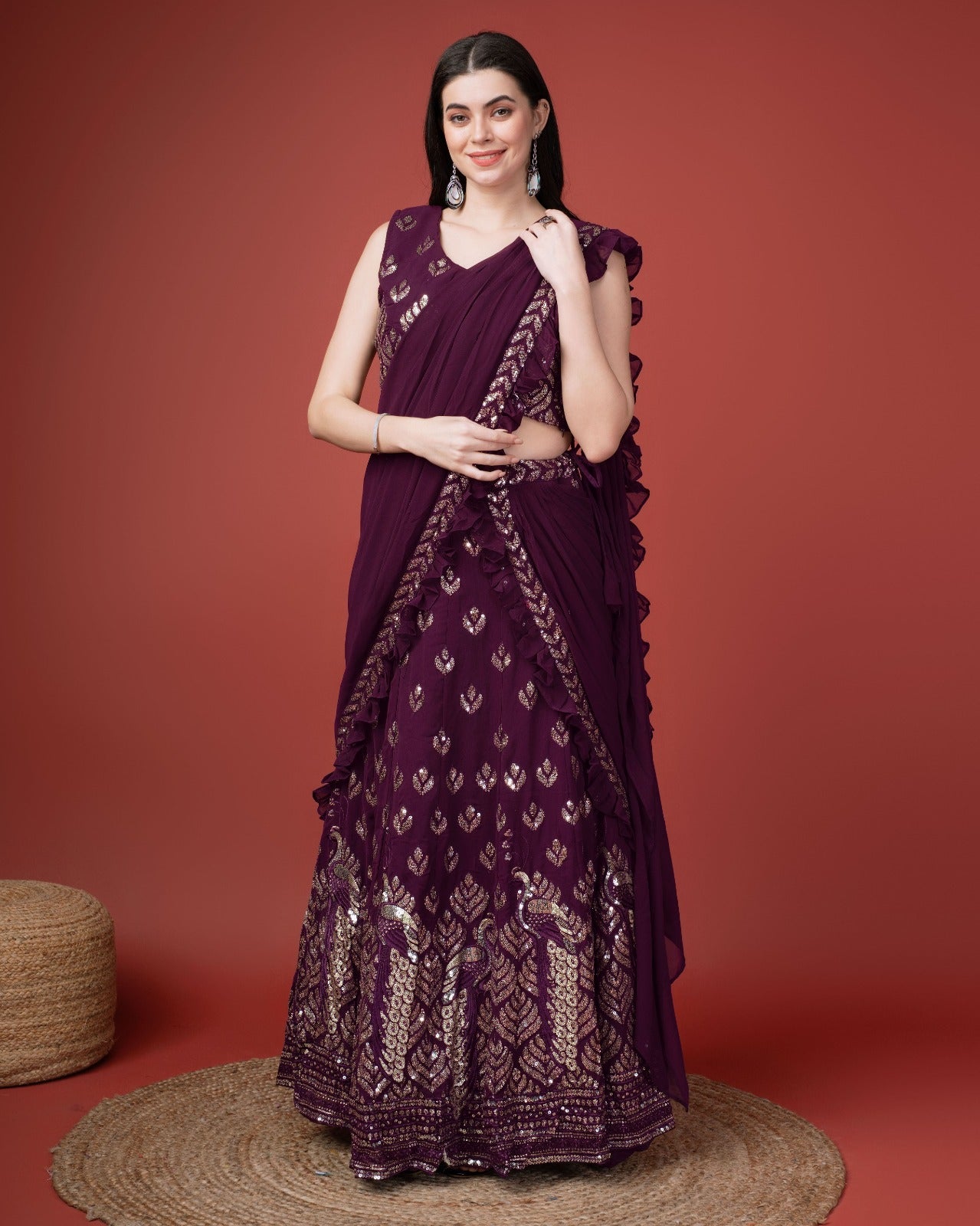 Party Wear Designer Readymade Lehenga Saree