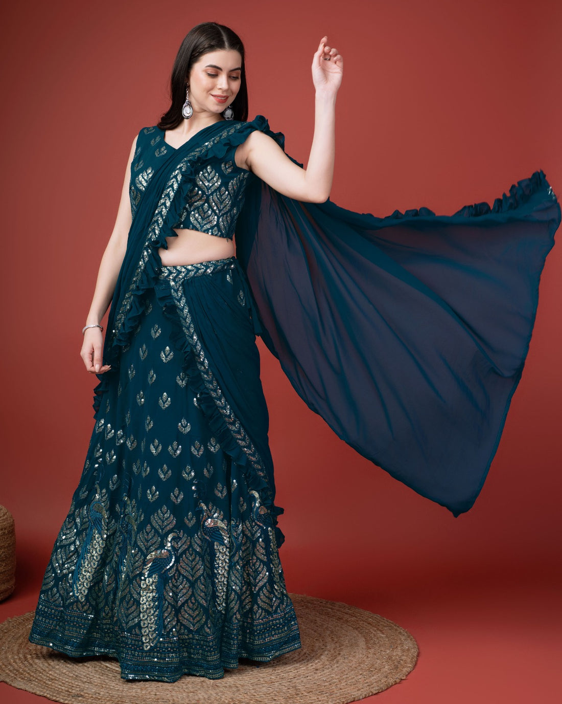 Party Wear Designer Readymade Lehenga Saree