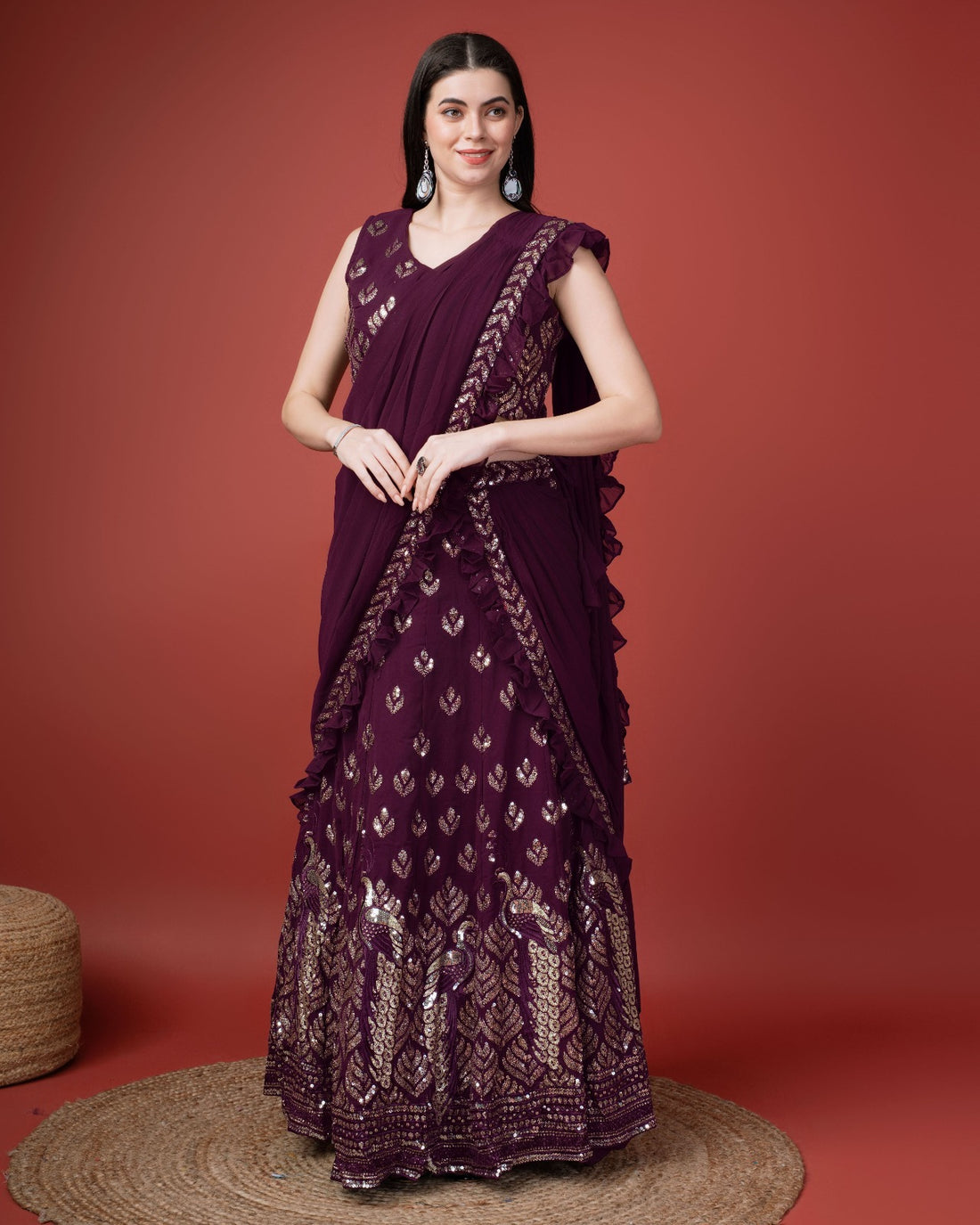 Party Wear Designer Readymade Lehenga Saree