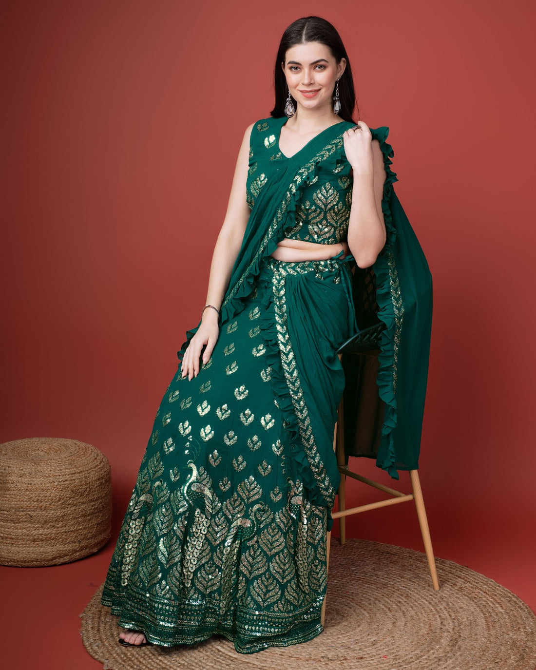 Party Wear Designer Readymade Lehenga Saree