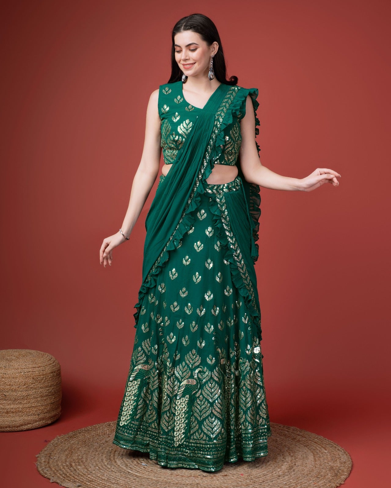 Readymade Saree MohManthan Elan One Minute Saree 4712 #Mohmanthan #elan  #OneMinuteSaree #WeddingC… | Lehenga style saree, Indian bridal lehenga,  Party wear lehenga