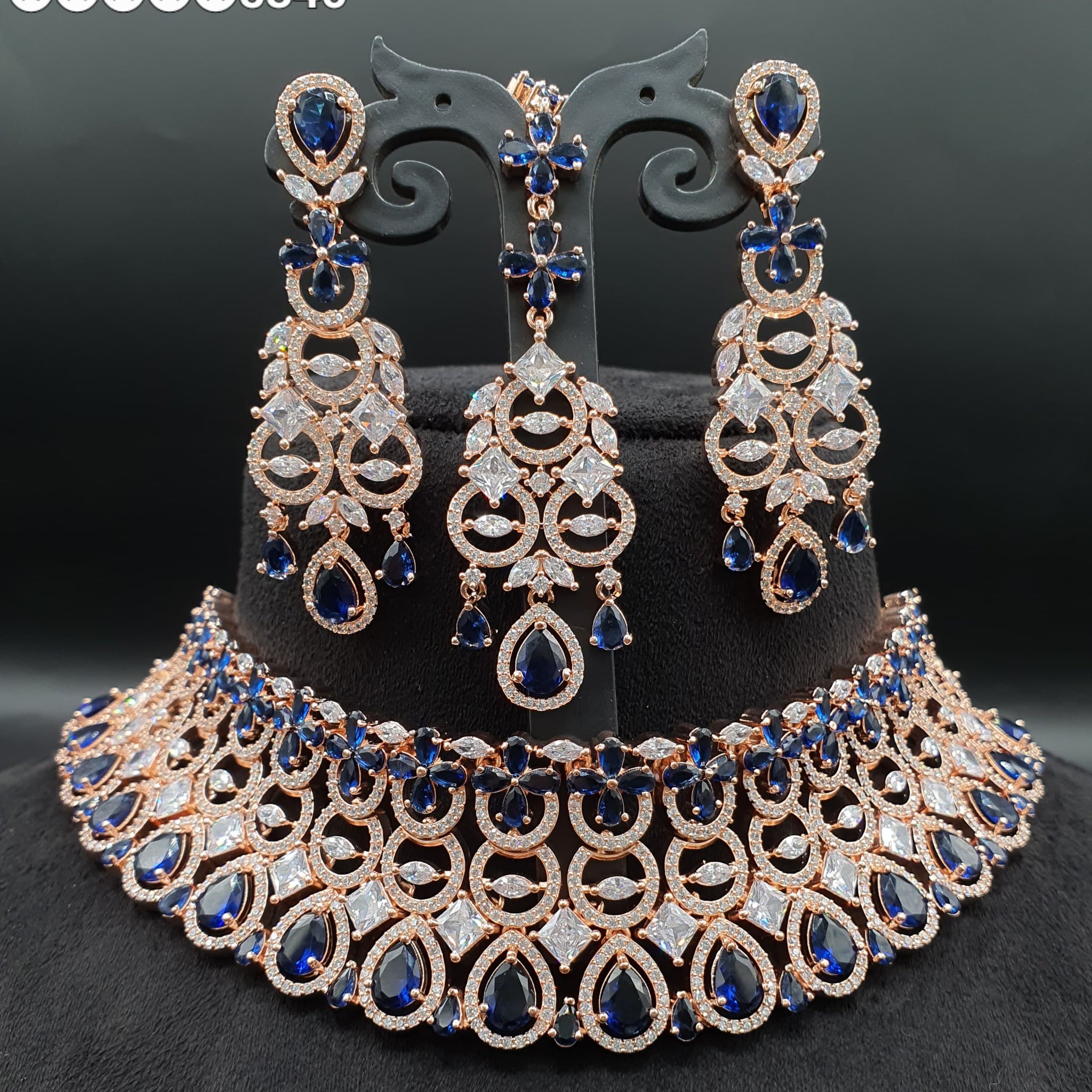 Beautiful American Diamond Jewellery Antique Necklace Set with Earrings