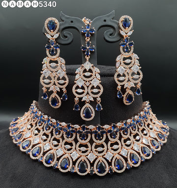 Beautiful American Diamond Jewellery Antique Necklace Set with Earrings