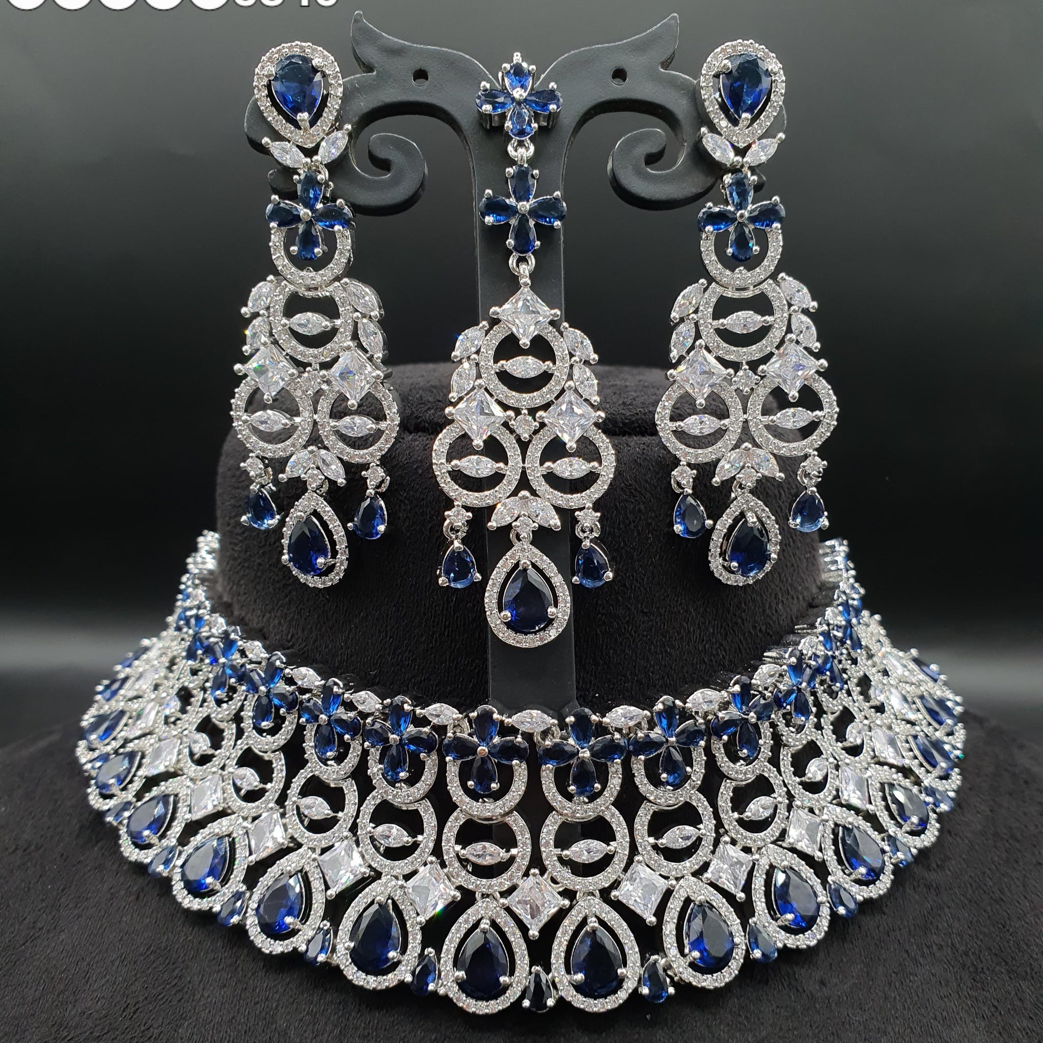 Beautiful American Diamond Jewellery Antique Necklace Set with Earrings