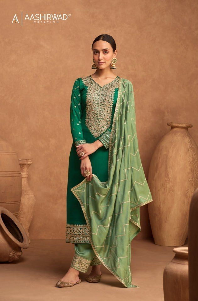 Aashirwad Kesariya Series 9482-9484 Premium Silk Suit