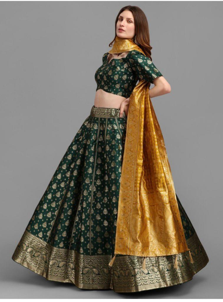 Beautiful Designer Banarasi Barcode Lehenga Choli