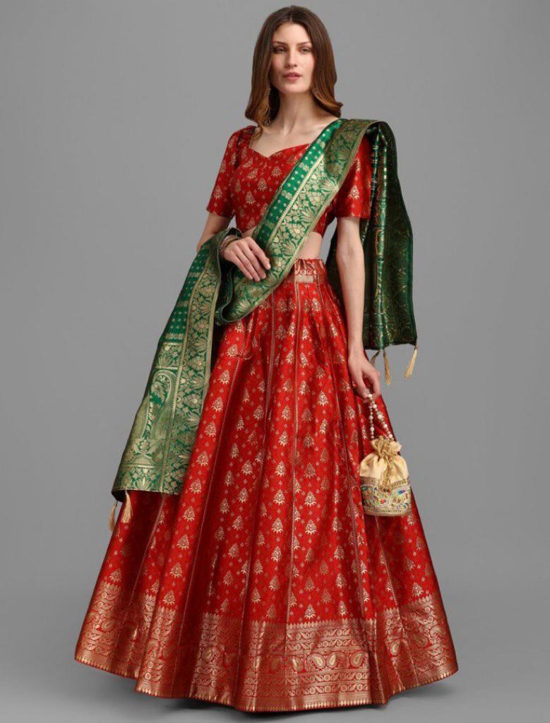 Beautiful Designer Banarasi Barcode Lehenga Choli