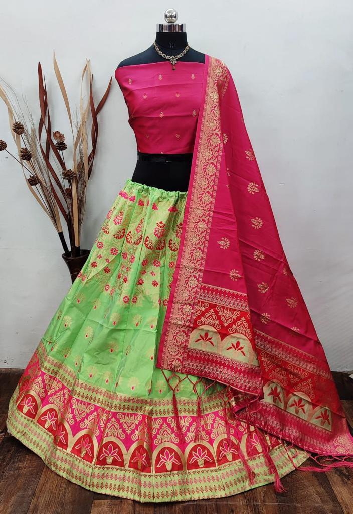 Beautiful Designer Banarasi Barcode Lehenga Choli