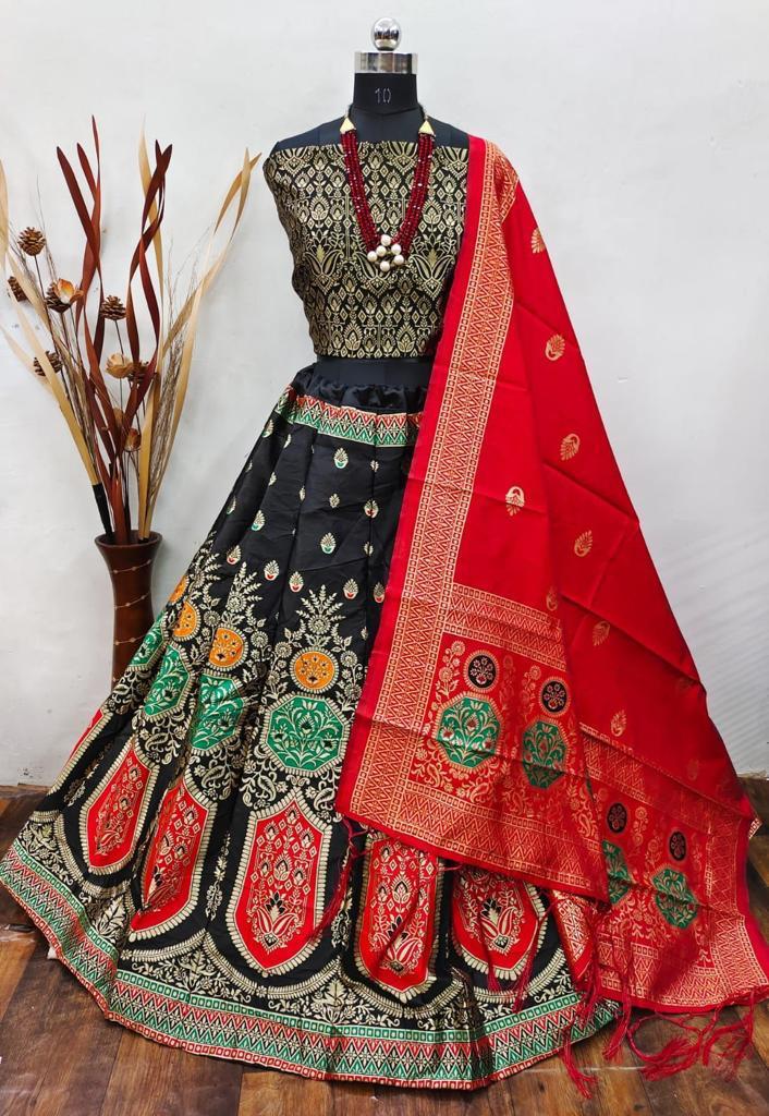 Beautiful Designer Banarasi Barcode Lehenga Choli