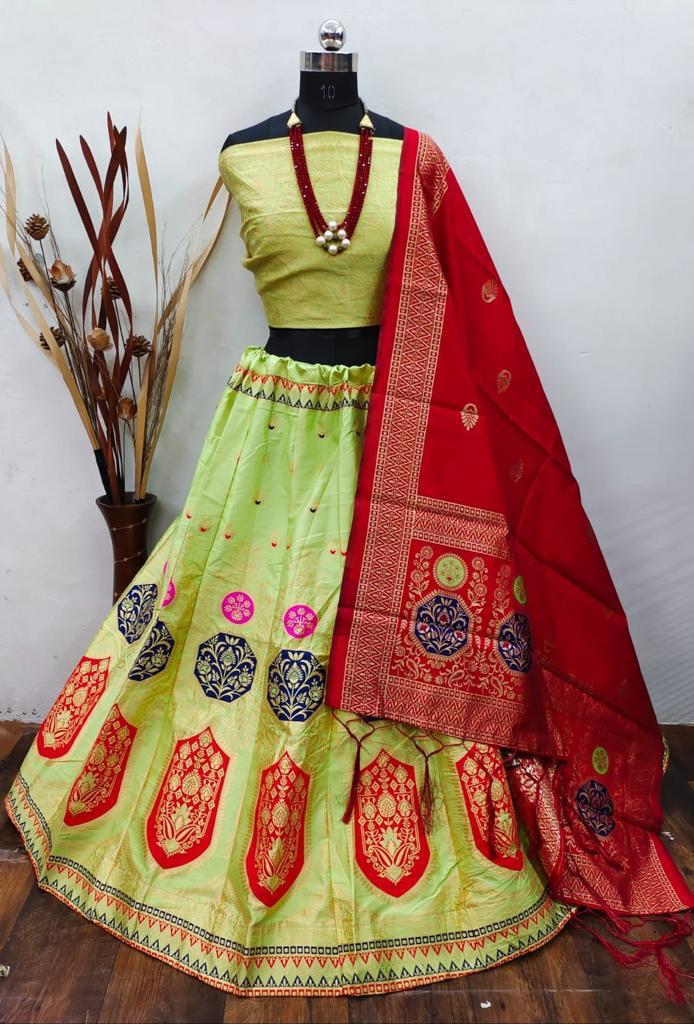 Beautiful Designer Banarasi Barcode Lehenga Choli