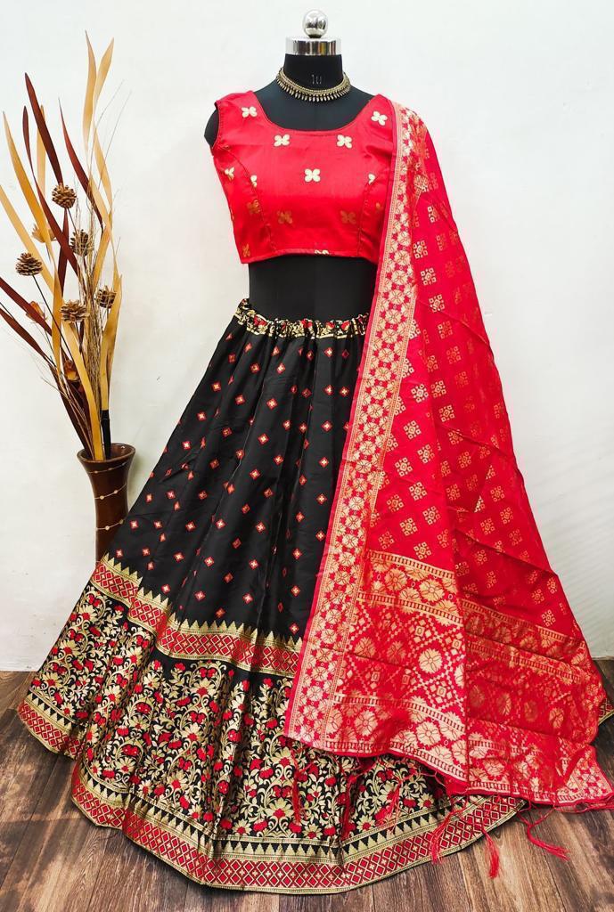 Beautiful Designer Banarasi Barcode Lehenga Choli