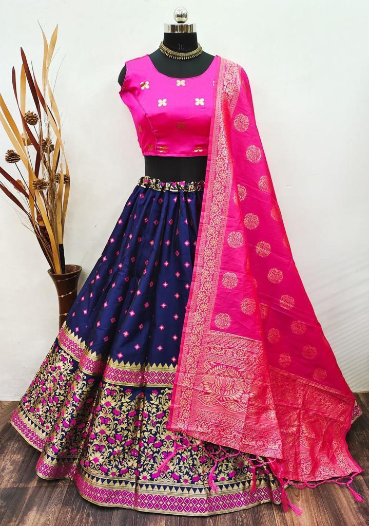 Beautiful Designer Banarasi Barcode Lehenga Choli