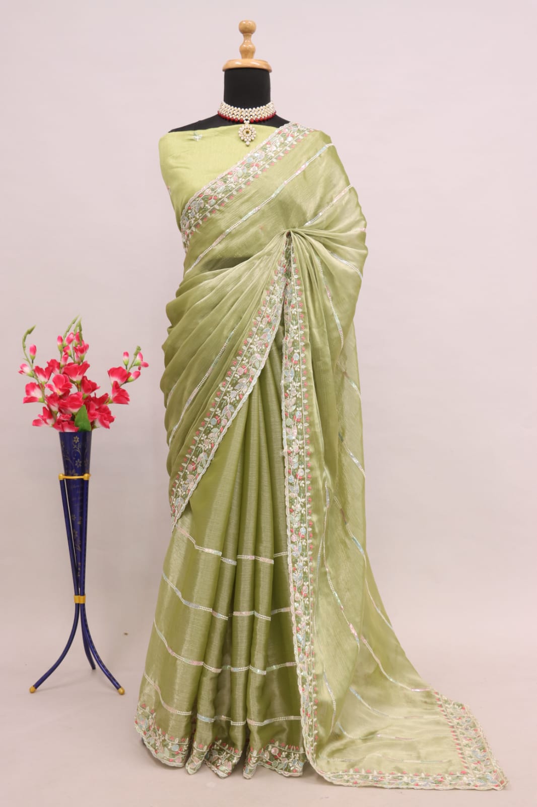 Beautiful Designer Jimi Chhu Burberry Multi Colour Sequence Saree