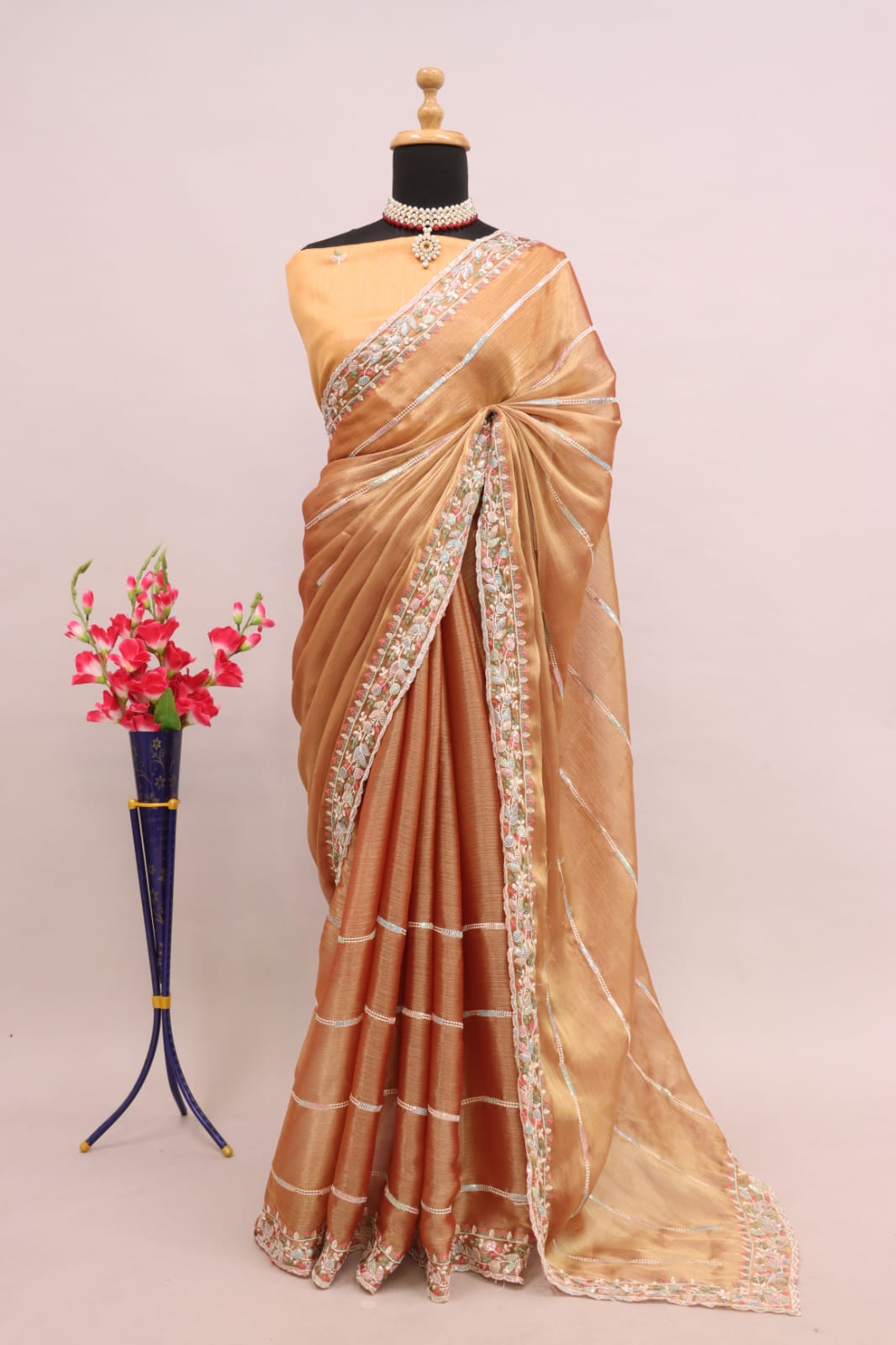 Beautiful Designer Jimi Chhu Burberry Multi Colour Sequence Saree