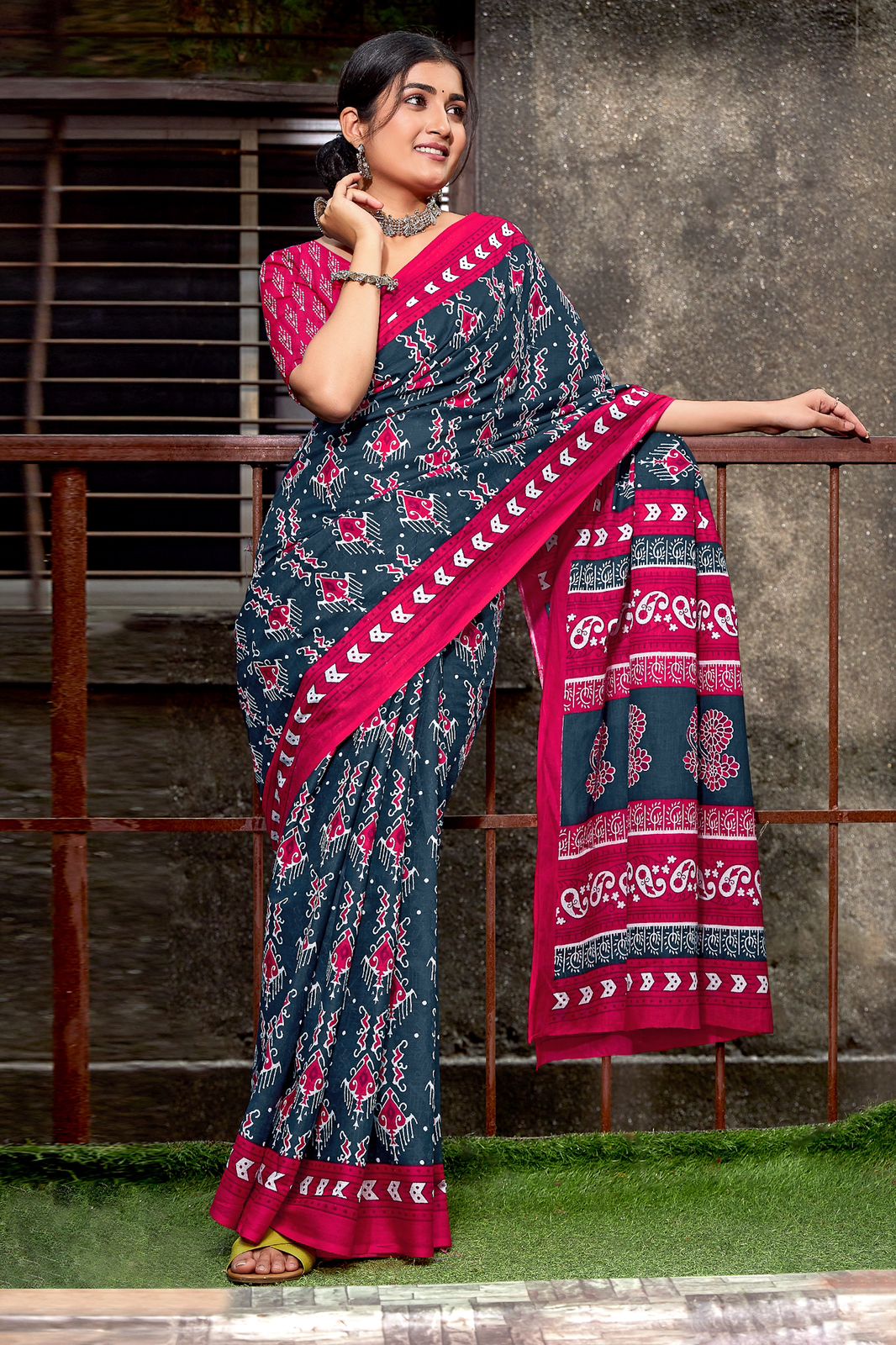 Beautiful Designer Pure Soft Jaipur Block Print Cotton Saree