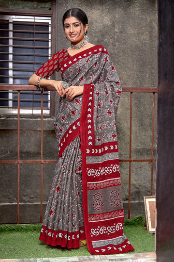 Beautiful Designer Pure Soft Jaipur Block Print Cotton Saree