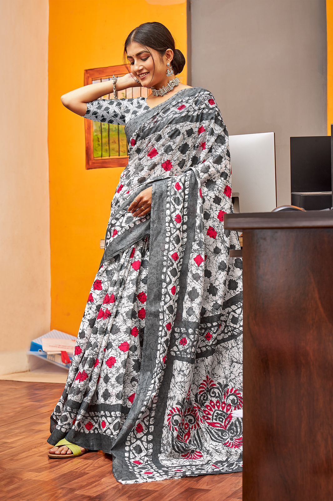 Beautiful Designer Pure Soft Jaipur Block Print Cotton Saree