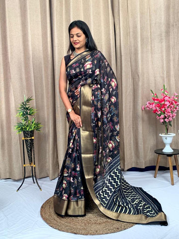 Party Wear Kalamkari Dola Silk Saree