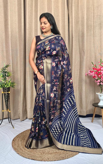 Party Wear Kalamkari Dola Silk Saree