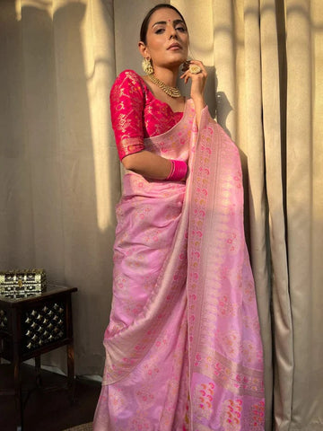 Beautiful Designer Rasbari Rich Pallu Zari Weaving Saree