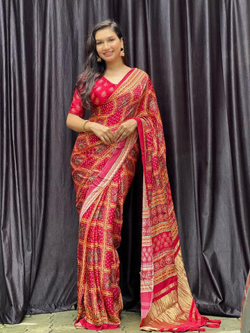 Beautiful Designer Special Gajji Gharchola Print Saree