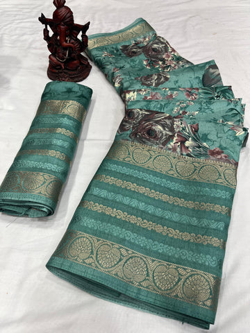 Party Wear Pure Dola Silk Jequard Border Saree