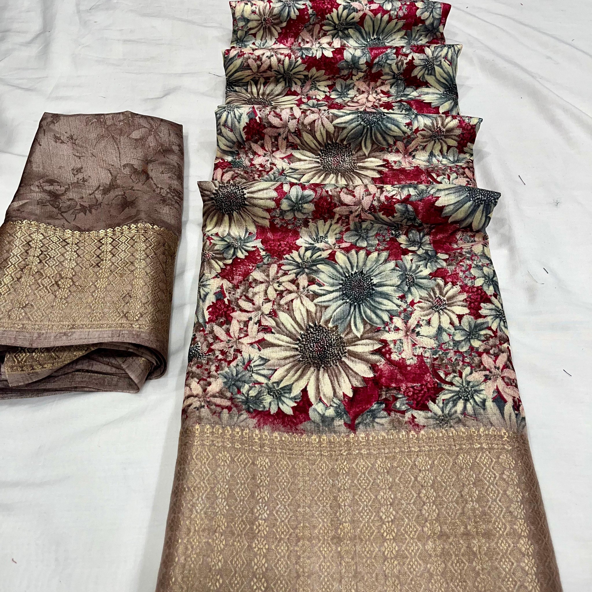 Party Wear Flower Design Soft Dola Silk Saree