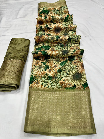 Party Wear Flower Design Soft Dola Silk Saree