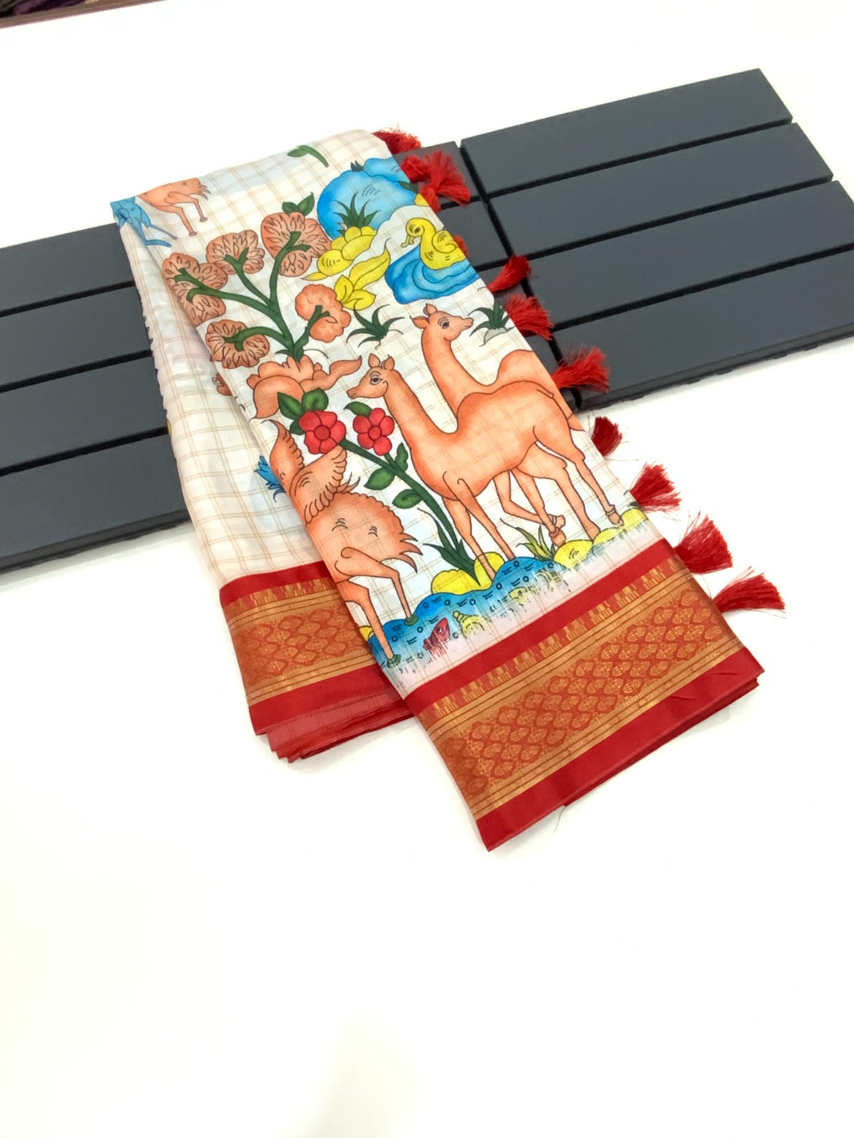 Beautiful Designer Avantika Uppada Blend Kalamkari Digital Print Saree