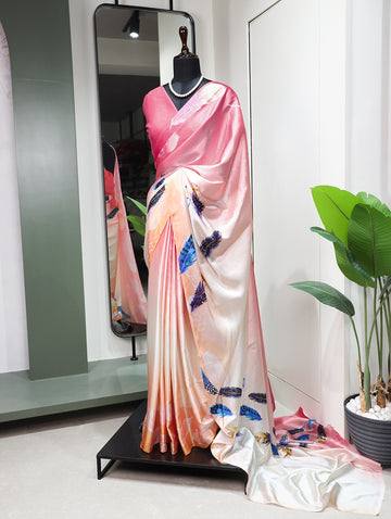 Beautiful Designer Digital Print Satin Silk Sarees