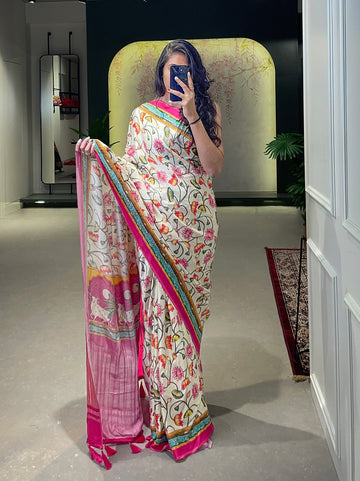 Beautiful Designer Gaji Silk
Printed With Lagadi Patta Saree