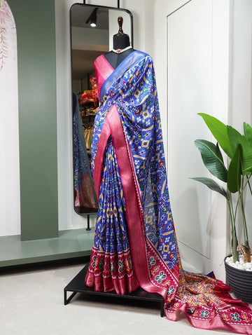 Beautiful Designer Digital Patola Printed Dola Silk Saree