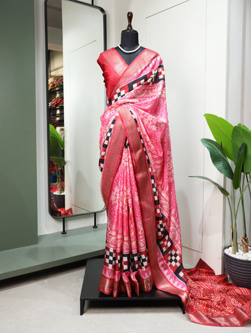 Beautiful Designer Digital Printed Dola Silk Saree