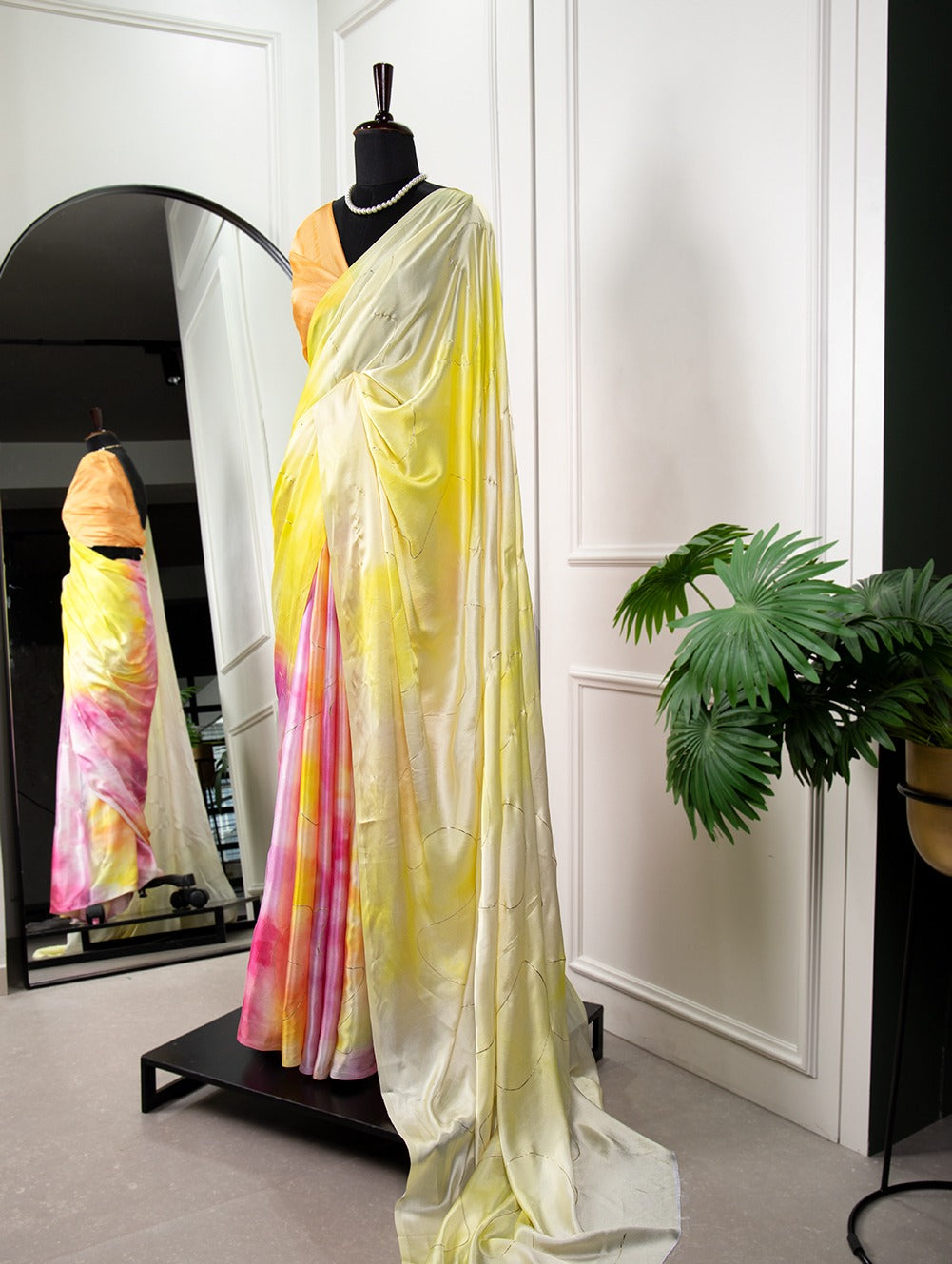 Beautiful Designer Digital Printed Satin Silk Saree