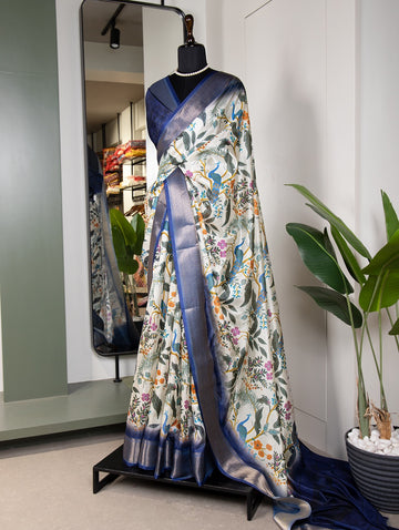 Beautiful Designer Digital Printed Dola Silk Saree