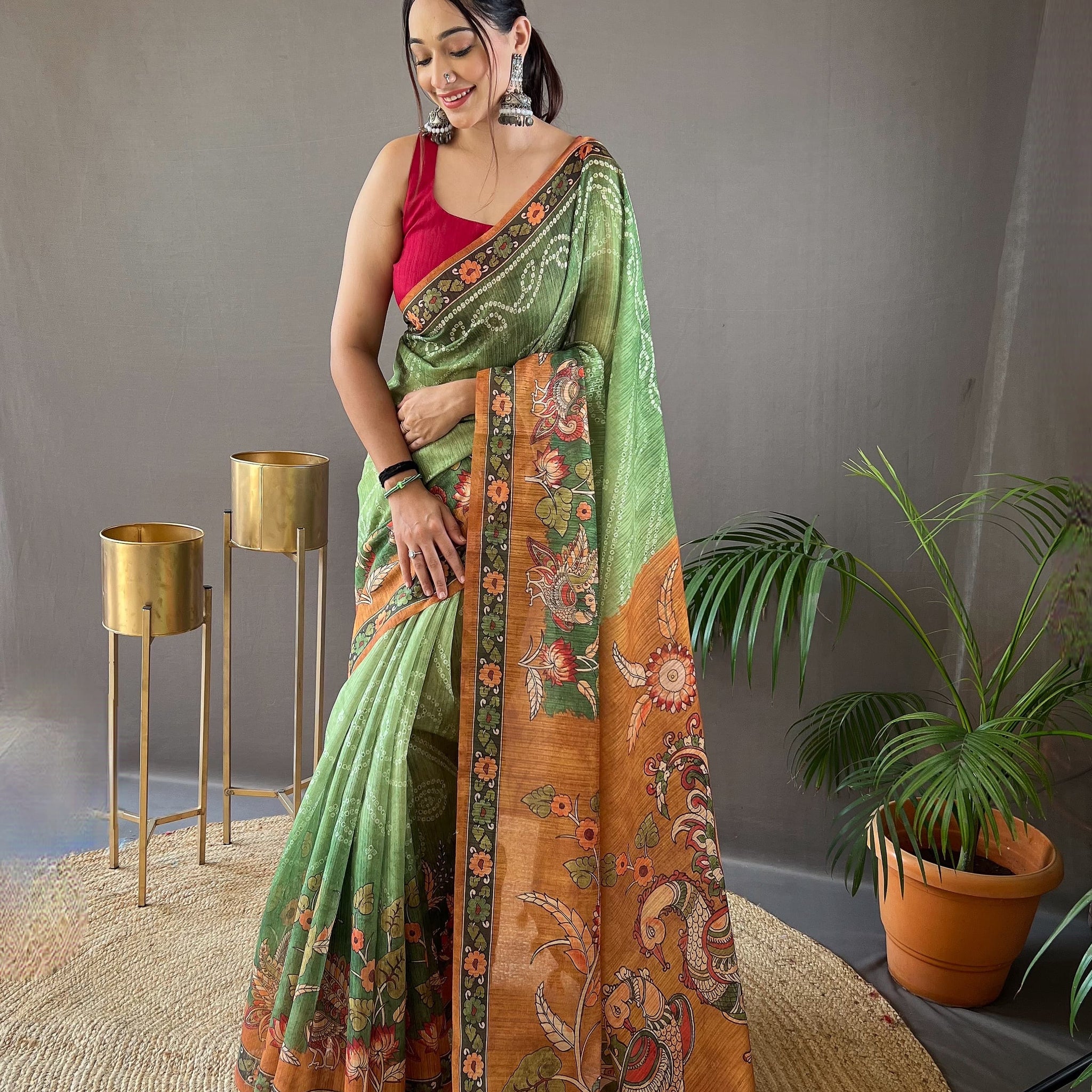 Beautiful Designer Bhargavi Pure Soft Cotton Tussar Silk Saree