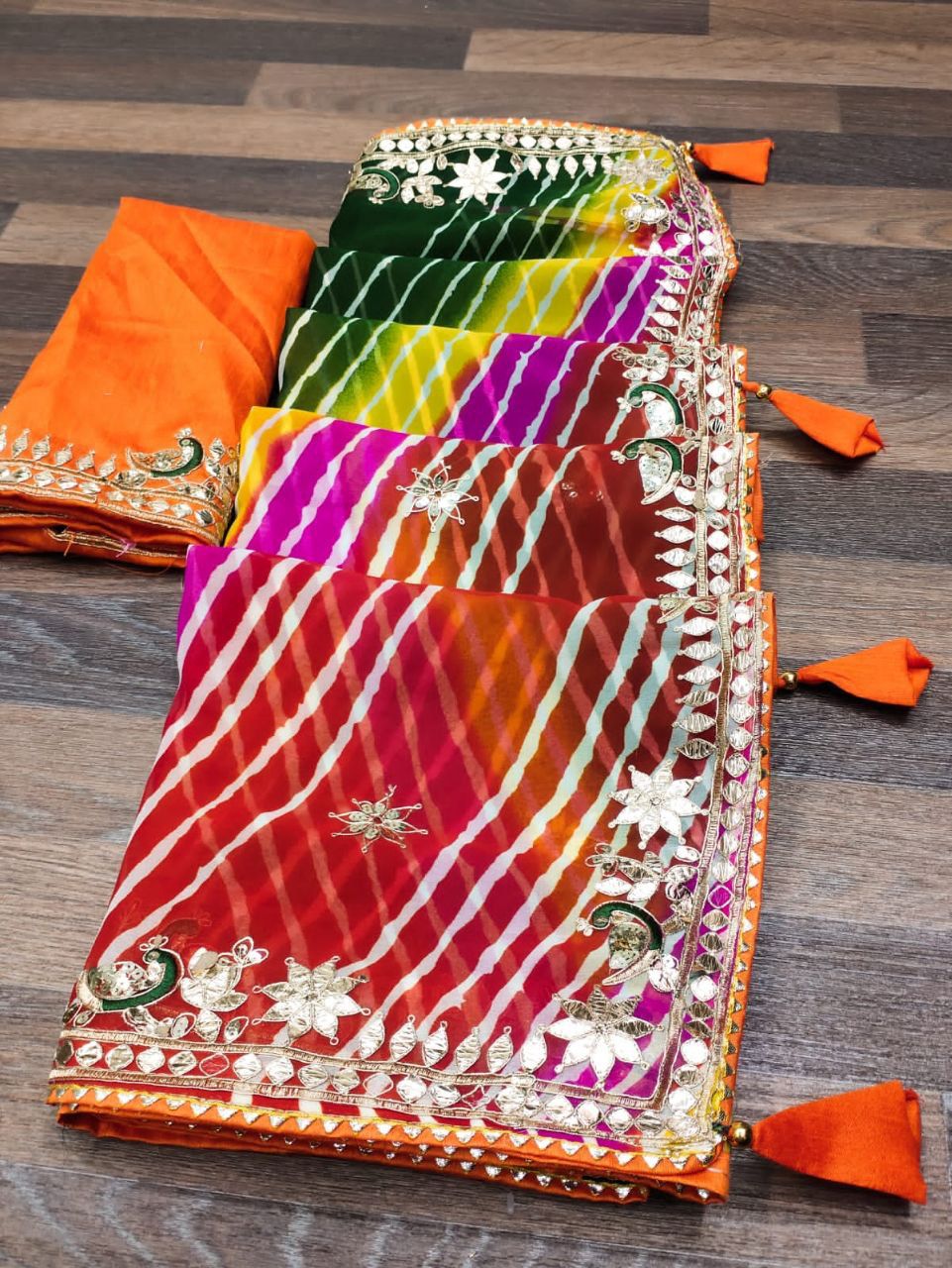 Beautiful Designer Pure Georgette Lereiya Jaipruri Hand Work Sequins Saree