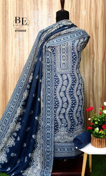 Winter Pashmina Print With Sarvoski Neck Salwar Suit