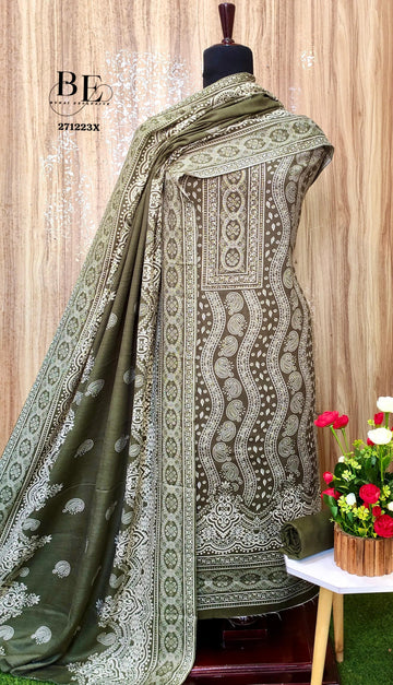 Winter Pashmina Print With Sarvoski Neck Salwar Suit